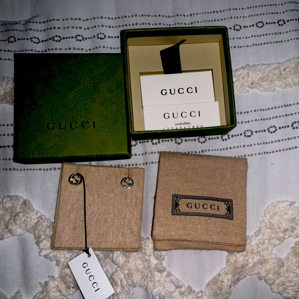 Gucci Women's Sterling Silver Interlocking G Stud Earrings